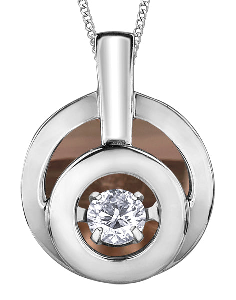 Dancing Diamond Two Tone Circle Pendant Necklace