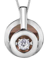 Dancing Diamond Two Tone Circle Pendant Necklace