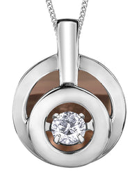 Dancing Diamond Two Tone Circle Pendant Necklace