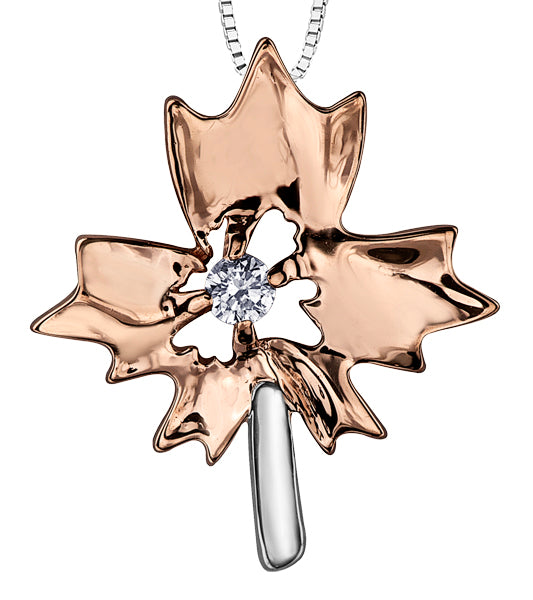 Rose Gold Canadian Maple Leaf Pendant Necklace