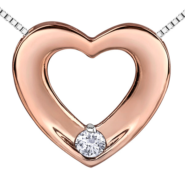 Rose Gold Diamond Heart Pendant Necklace